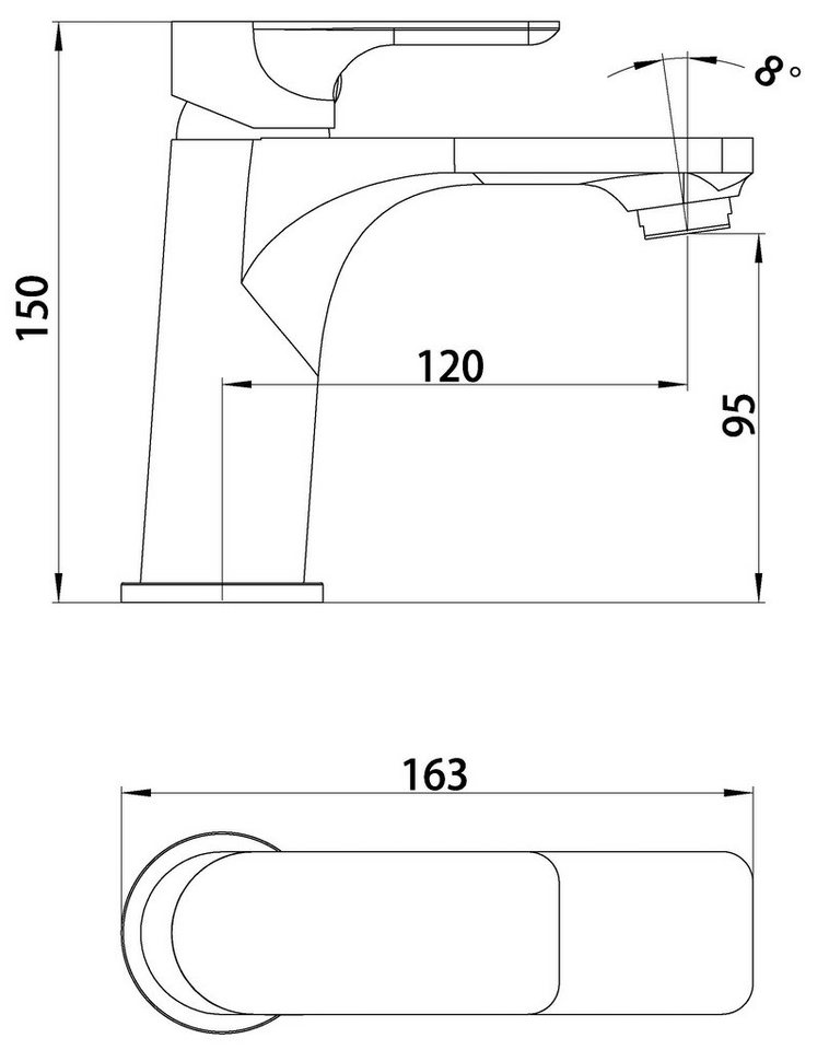 CORNAT Waschtischarmatur Verchromter Messingkörper - Rundes Design - Normale Auslaufhöhe Mit Druck-Ablaufventil / Wasserhahn fürs Bad / Waschbecken-Armatur – Bild 3 von 4
