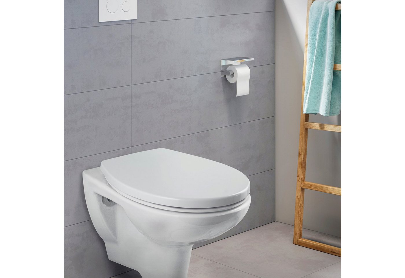 CORNAT WC-Sitz Flaches Design - Pflegeleichter Duroplast - Quick up, Clean Funktion - Absenkautomatik - Montage von oben / Toilettensitz – Bild 2 von 5