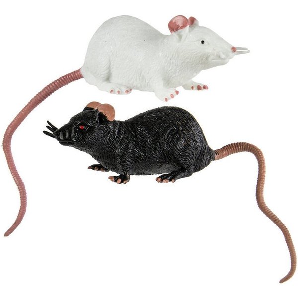 Cornelißen Dekoobjekt Dehnbare Ratte als Spielzeug 23 cm, Schwarz / Wei