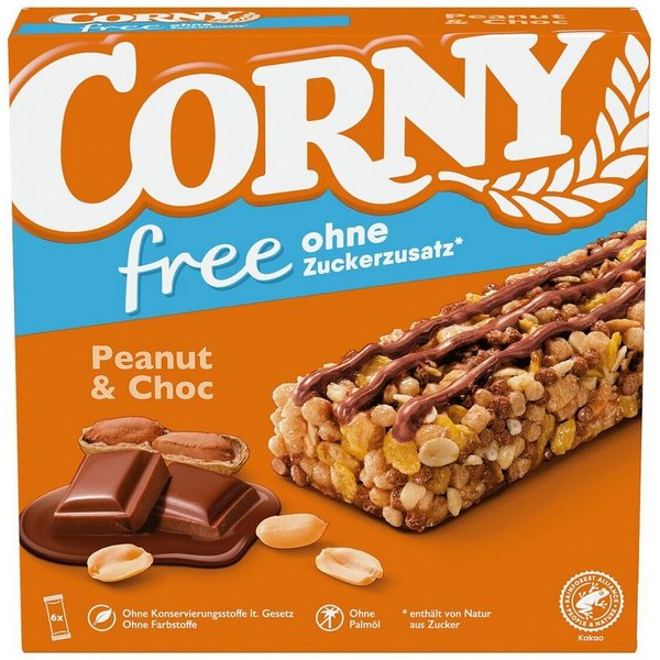 CORNY Riegel free Peanut & Choc, 6 Müsliriegel