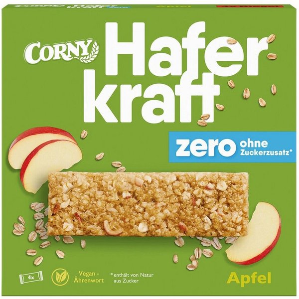 CORNY Riegel Haferkraft Zero Apfel, 4 Haferriegel