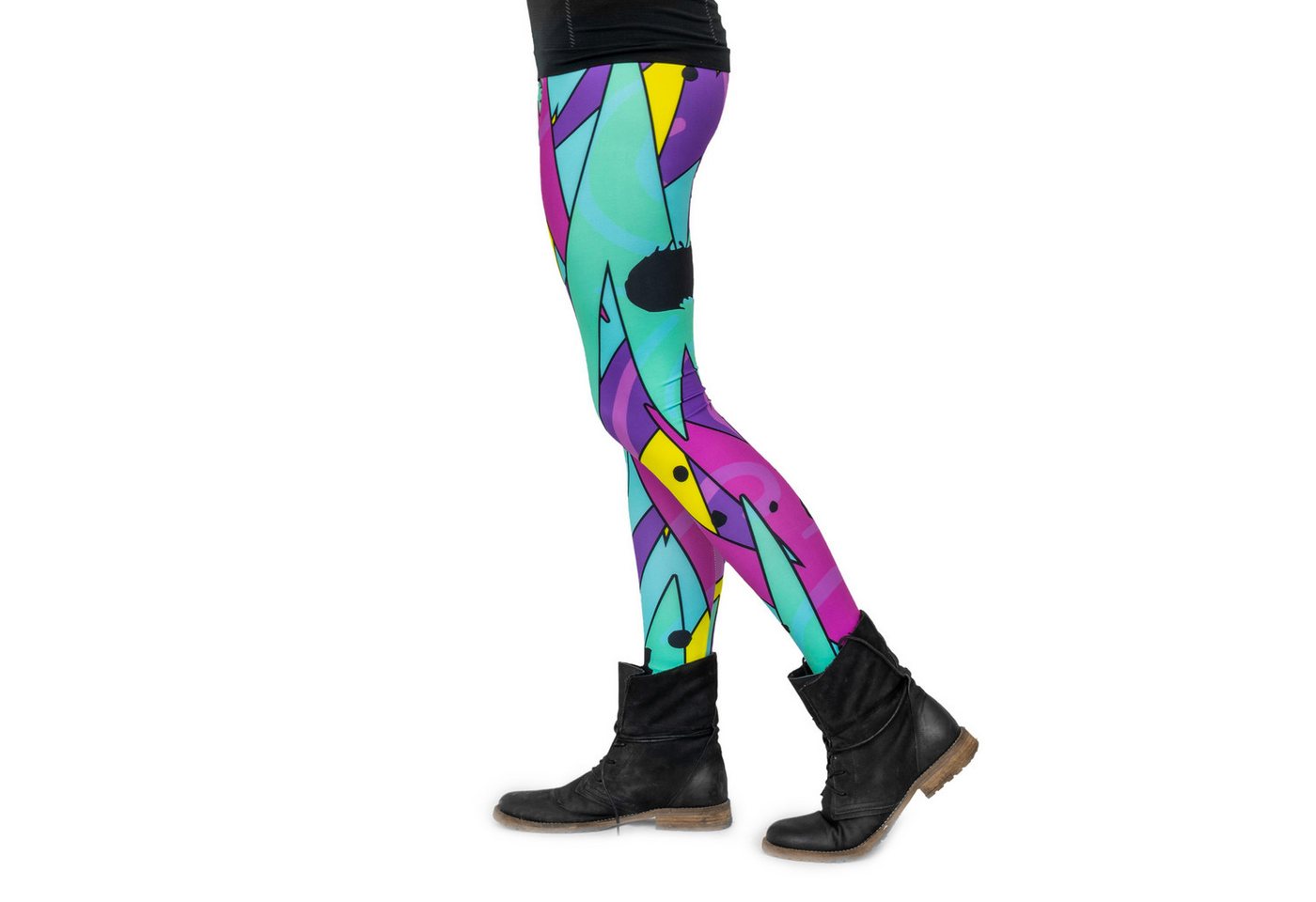 cosey Leggings Neon Line Leggings, 2 Größen (XS–S & M–L) (38/M bis 40/L) Neon Jazz – Bild 4 von 5