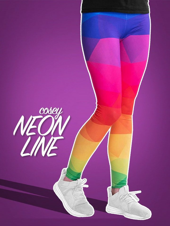 cosey Leggings Neon Line Leggings, 2 Größen (XS–S & M–L) (38/M bis 40/L) Neon Jazz – Bild 5 von 5