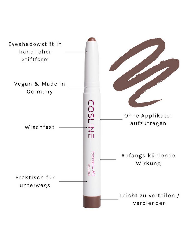 Cosline Cosmetics Lidschatten Eyeshadow, Praktische Stiftform, cremige Textur, langanhaltend, vegan – Bild 3 von 5