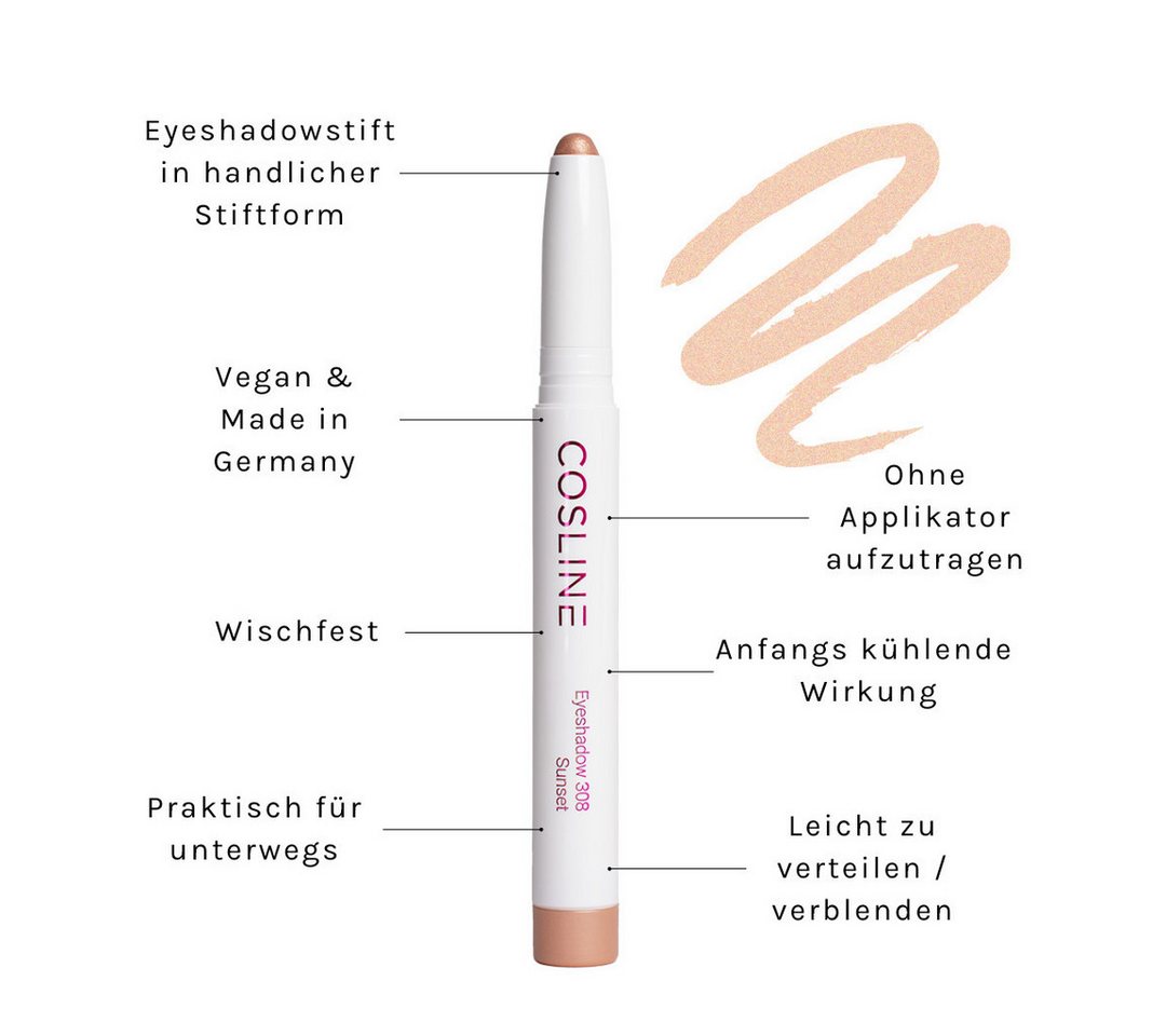 Cosline Cosmetics Lidschatten Eyeshadow, Praktische Stiftform, cremige Textur, langanhaltend, vegan – Bild 3 von 5