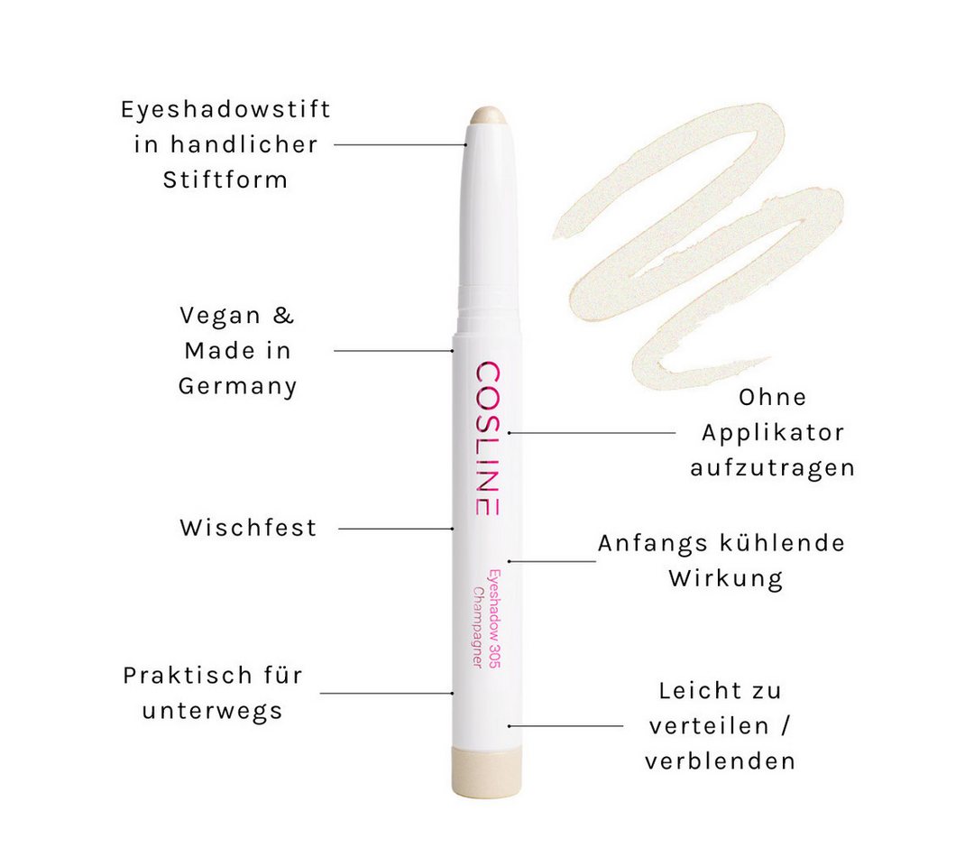 Cosline Cosmetics Lidschatten Eyeshadow, Praktische Stiftform, cremige Textur, langanhaltend, vegan – Bild 3 von 5
