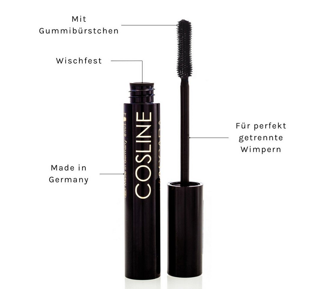 Cosline Cosmetics Mascara Rubber Brush, innovative Bürste, perfekt getrennte Wimpern, tiefschwarze Pigmente – Bild 3 von 5