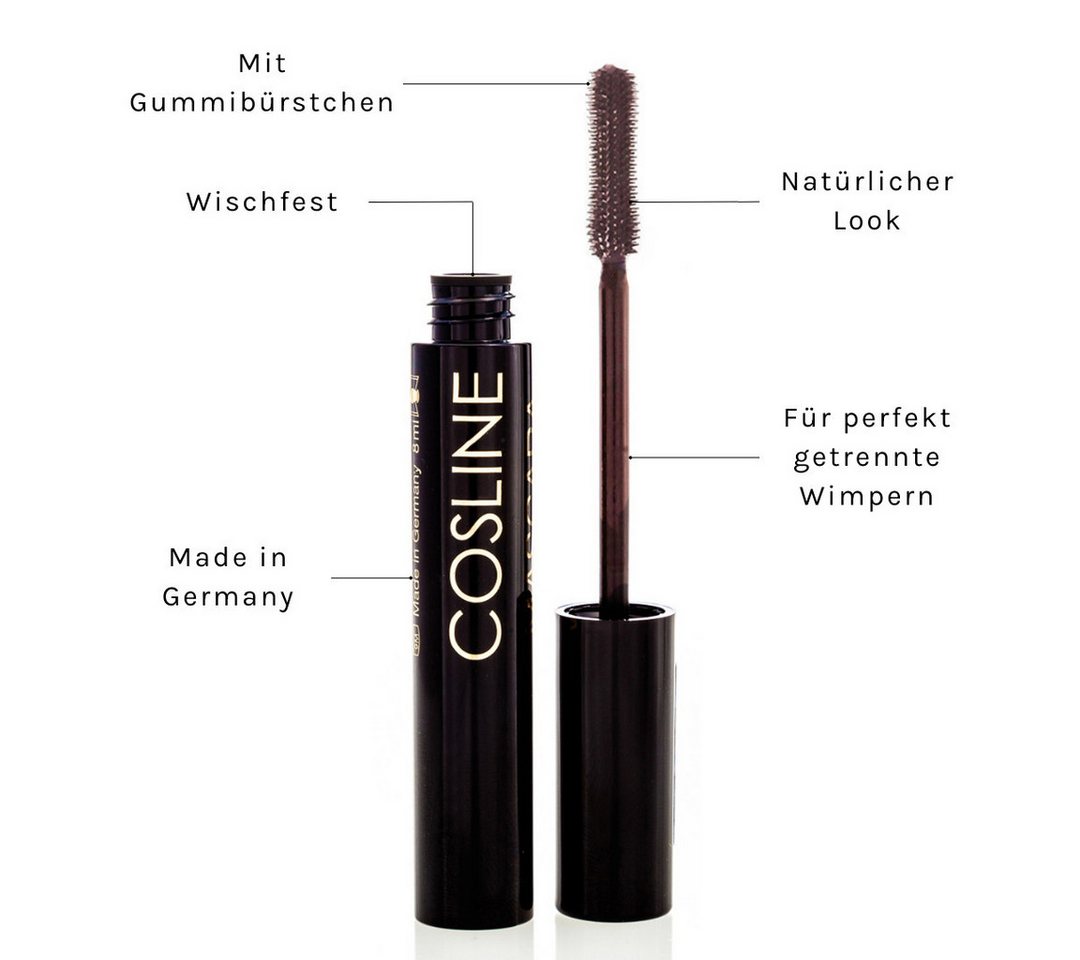 Cosline Cosmetics Mascara Rubber Brush, innovative Bürste, perfekt getrennte Wimpern, braune Pigmente – Bild 3 von 5