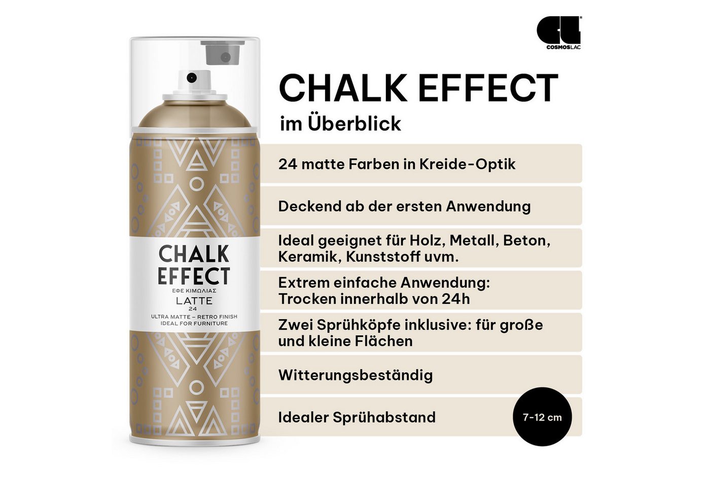 COSMOS LAC Sprühflasche Kreidefarbe Spray Chalk Effect - Kreidesprühfarbe Farbspray – Bild 3 von 5