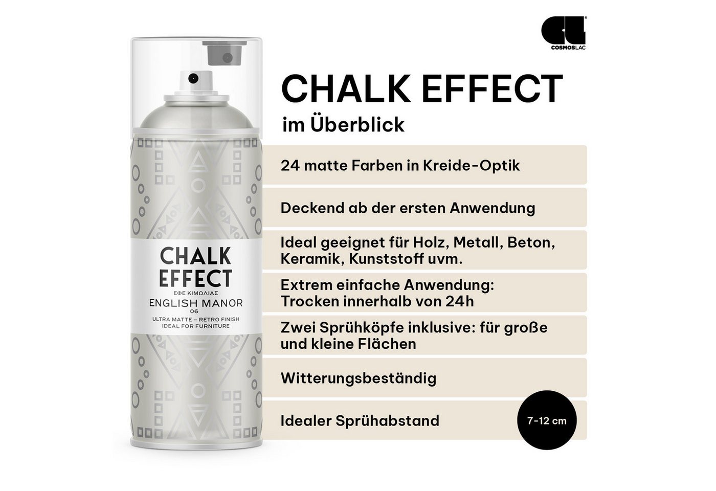 COSMOS LAC Sprühflasche Kreidefarbe Spray Chalk Effect - Kreidesprühfarbe Farbspray – Bild 3 von 5