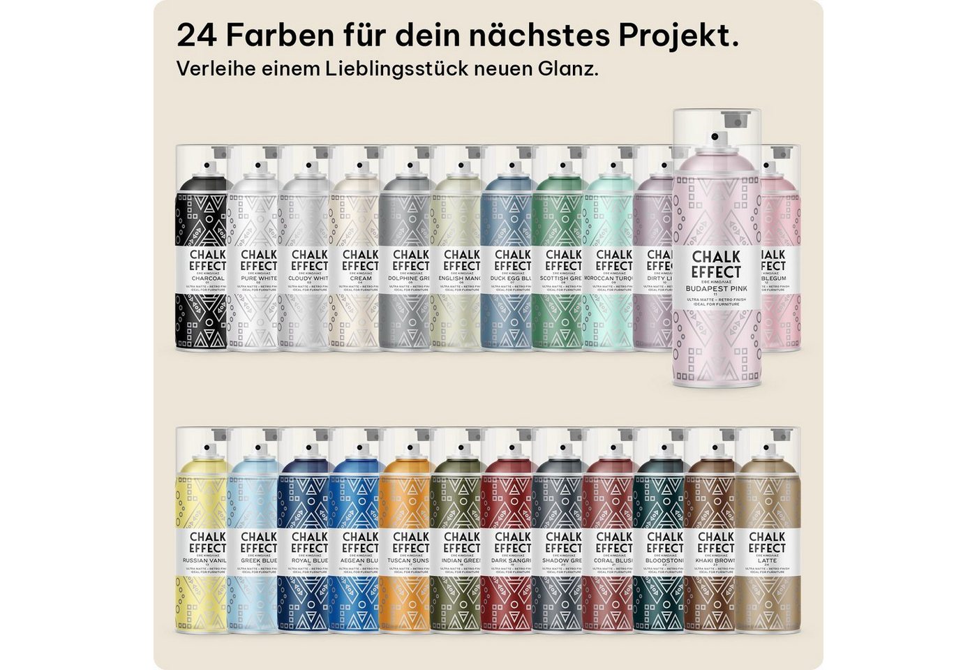 COSMOS LAC Sprühflasche Kreidefarbe Spray Chalk Effect - Kreidesprühfarbe Farbspray – Bild 4 von 5