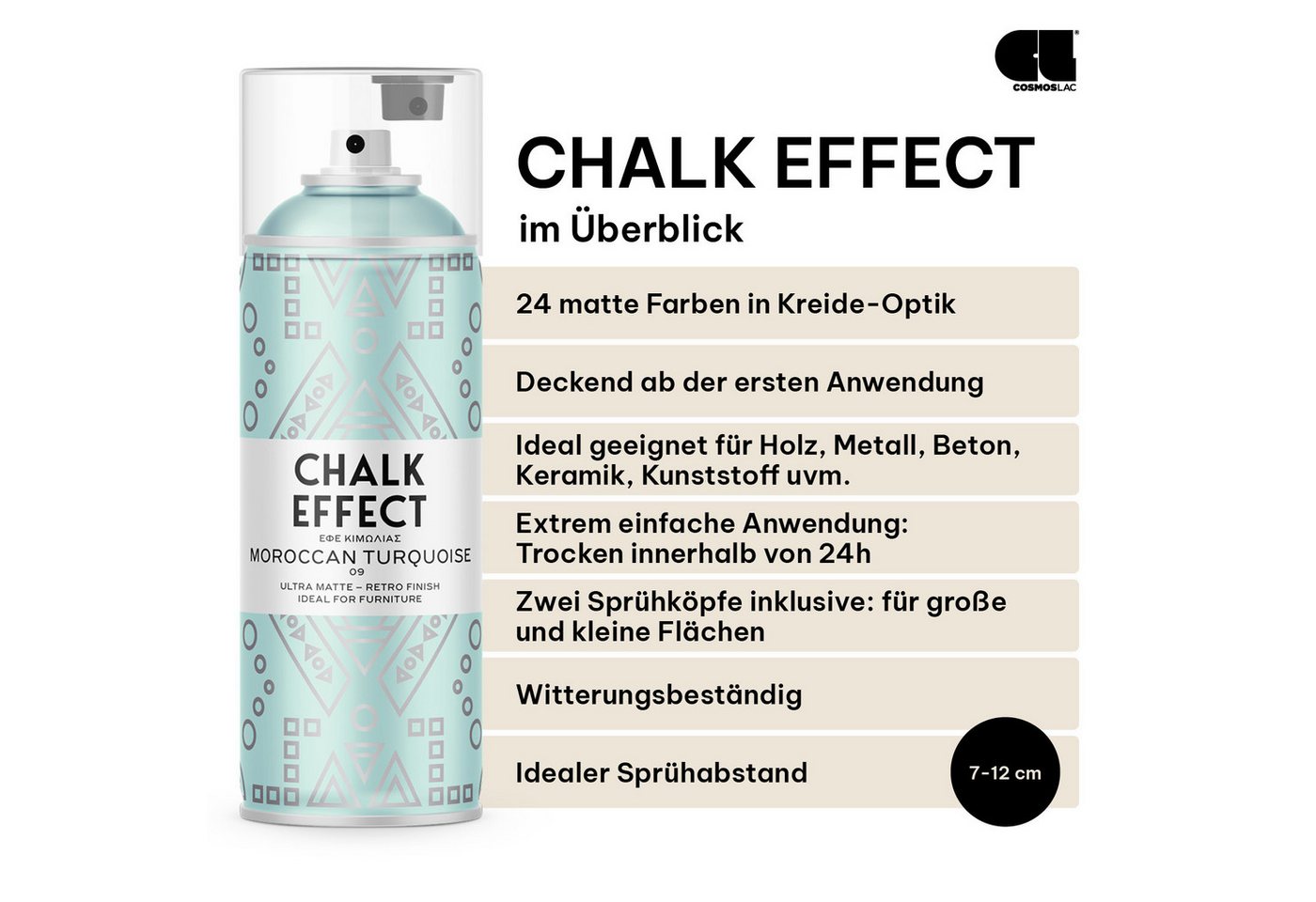 COSMOS LAC Sprühflasche Kreidefarbe Spray Chalk Effect - Kreidesprühfarbe Farbspray – Bild 3 von 5