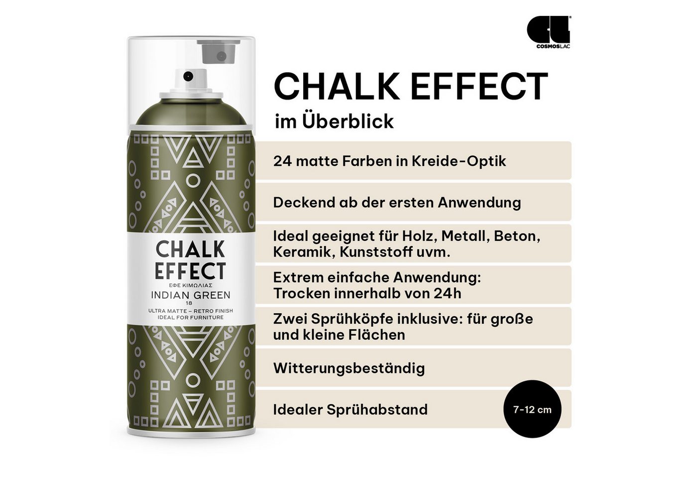 COSMOS LAC Sprühflasche Kreidefarbe Spray Chalk Effect - Kreidesprühfarbe Farbspray – Bild 3 von 5