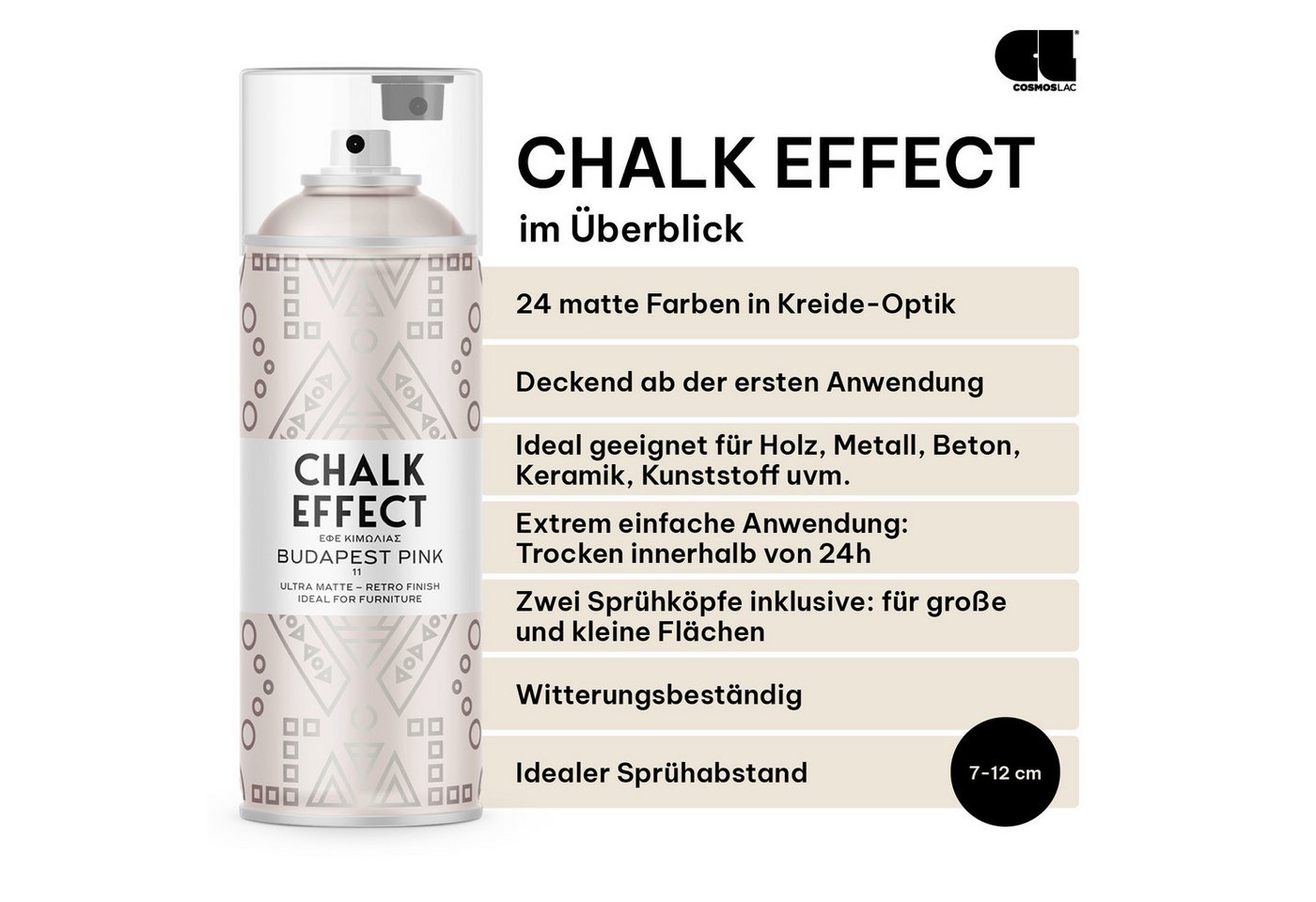 COSMOS LAC Sprühflasche Kreidefarbe Spray Chalk Effect - Kreidesprühfarbe Farbspray – Bild 3 von 5