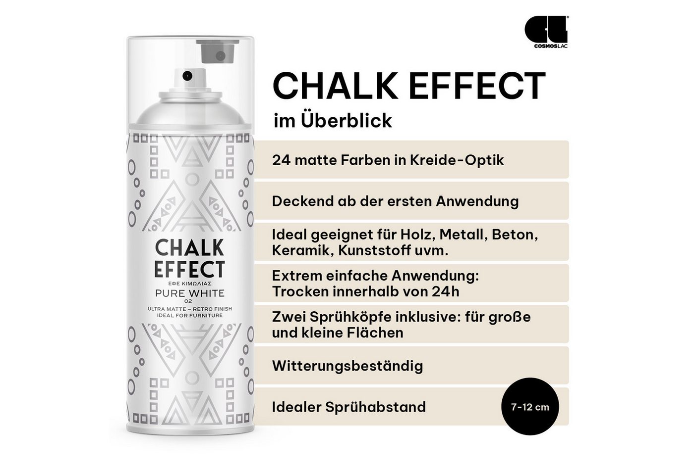 COSMOS LAC Sprühflasche Kreidefarbe Spray Chalk Effect - Kreidesprühfarbe Farbspray – Bild 3 von 5