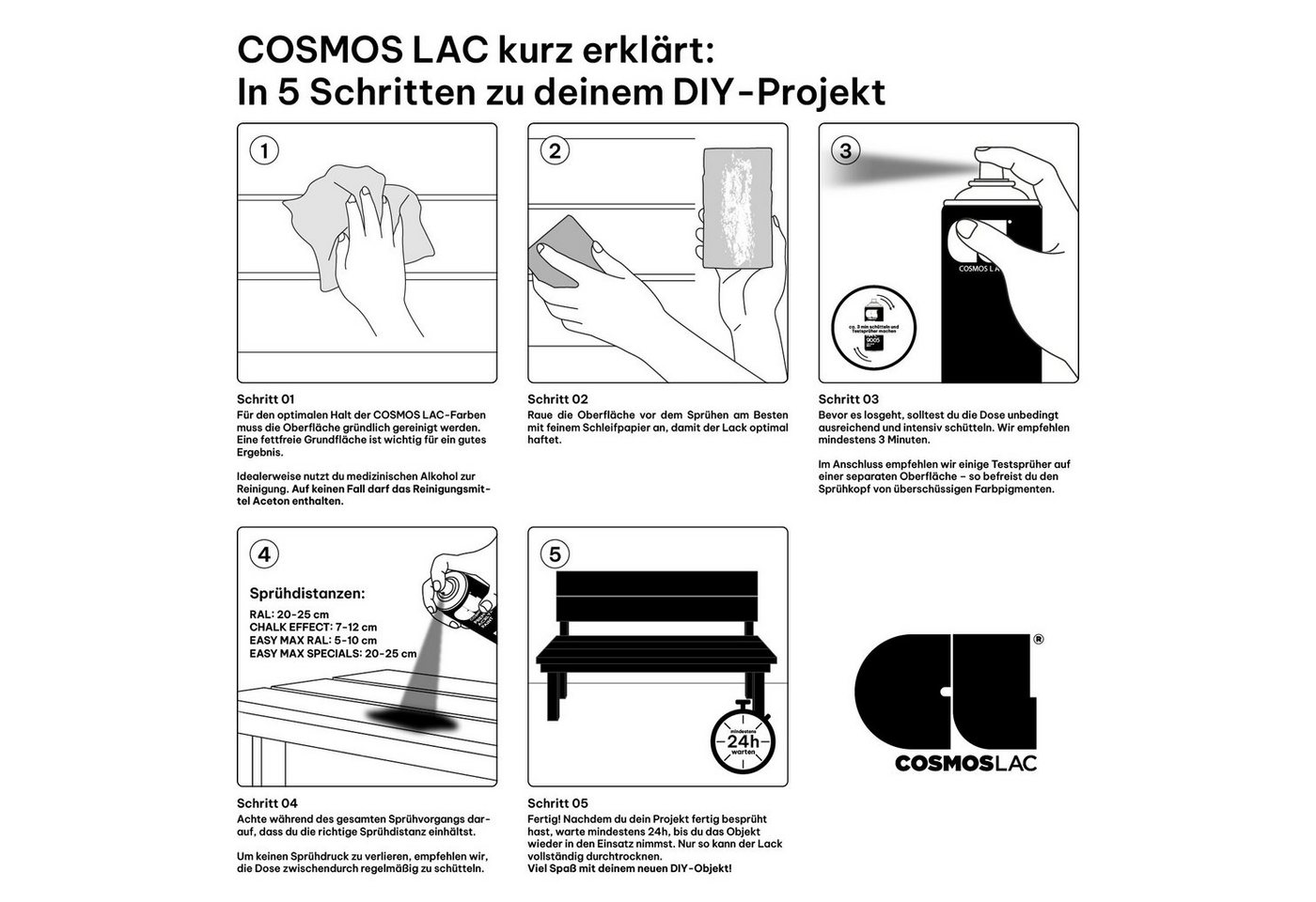 COSMOS LAC Sprühflasche Sprühlack Spraydose DIY, Sprühfarbe Acryl Spray, Farbspray Lackspray – Bild 4 von 5