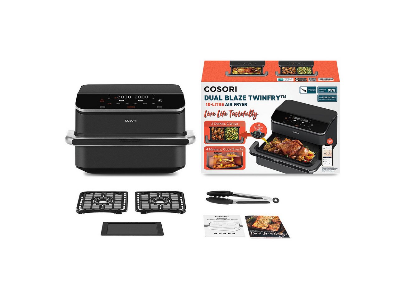 Cosori Fritteuse, 2800 W, 2 x 5 l, 35–240 °C, App-Steuerung, spülmaschinengeeignete Körbe – Bild 3 von 5