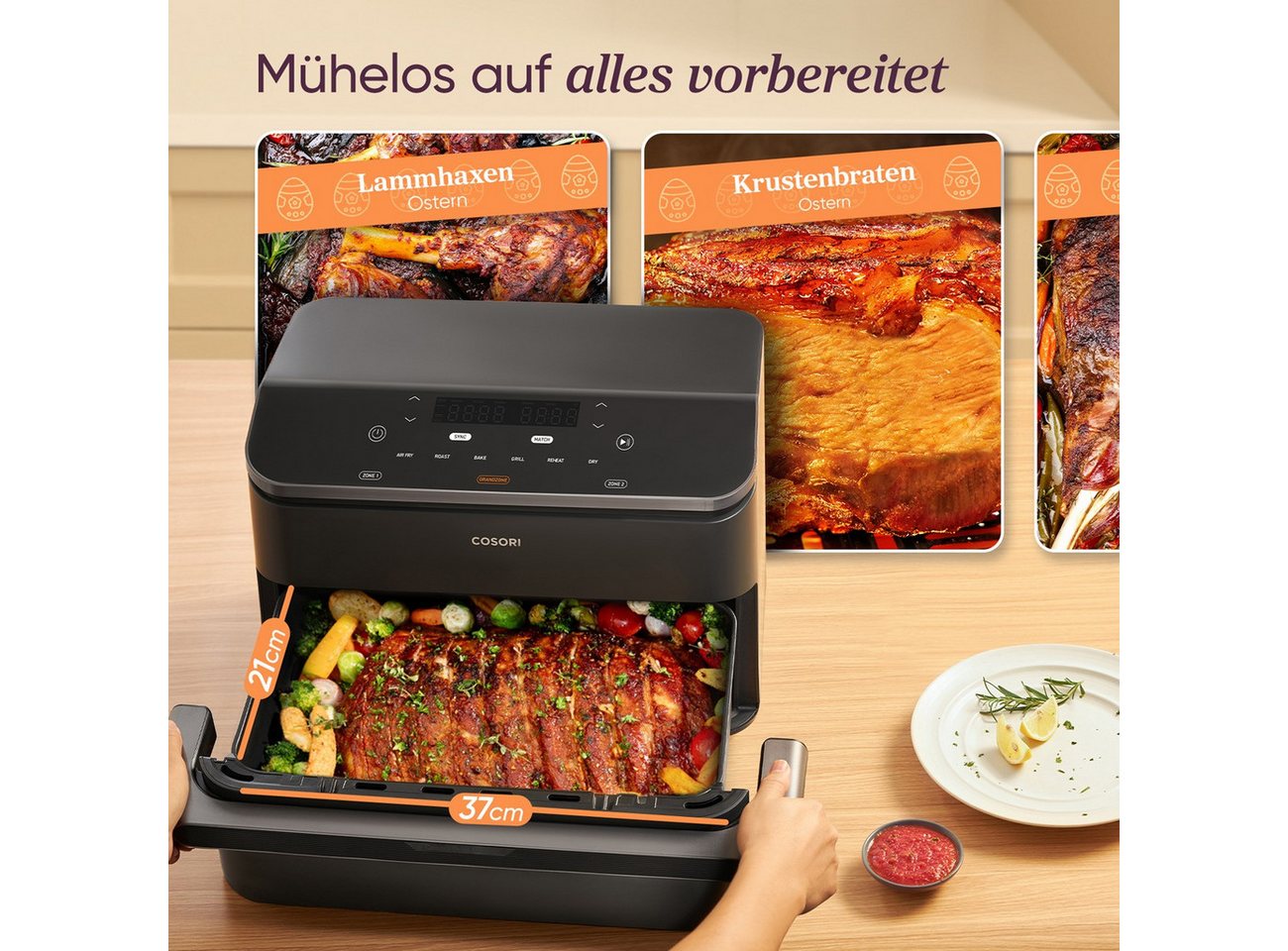 Cosori Fritteuse, 2800 W, 2 x 5 l, 35–240 °C, App-Steuerung, spülmaschinengeeignete Körbe – Bild 4 von 5
