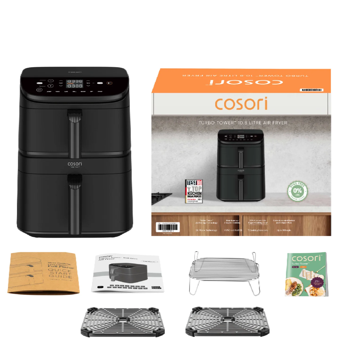 Cosori Fritteuse CAF-DC121-AEUR, Doppelte Heißluftfritteuse, 10,8 l, Touch-Display, vielseitig – Bild 3 von 4