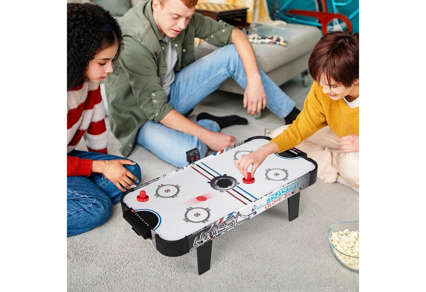 COSTWAY Air-Hockeytisch 3,5ft, mit LED-Punktezähler, 106,5 x 53,5 x 30,5 cm – Bild 2 von 5