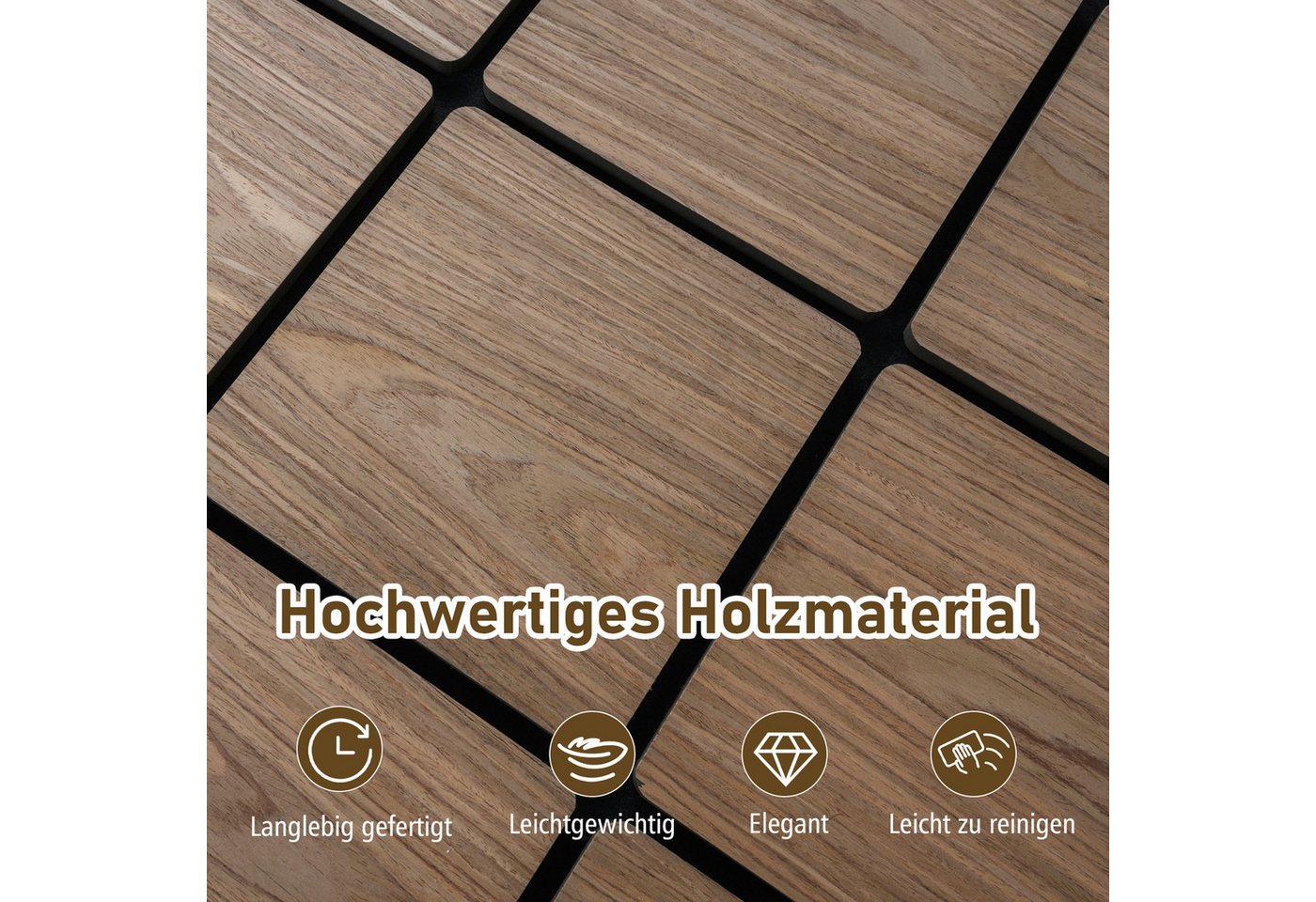 COSTWAY Akustikplatte, (4-St), Für Wände mit 9 quadratischen Holzplatten – Bild 4 von 5