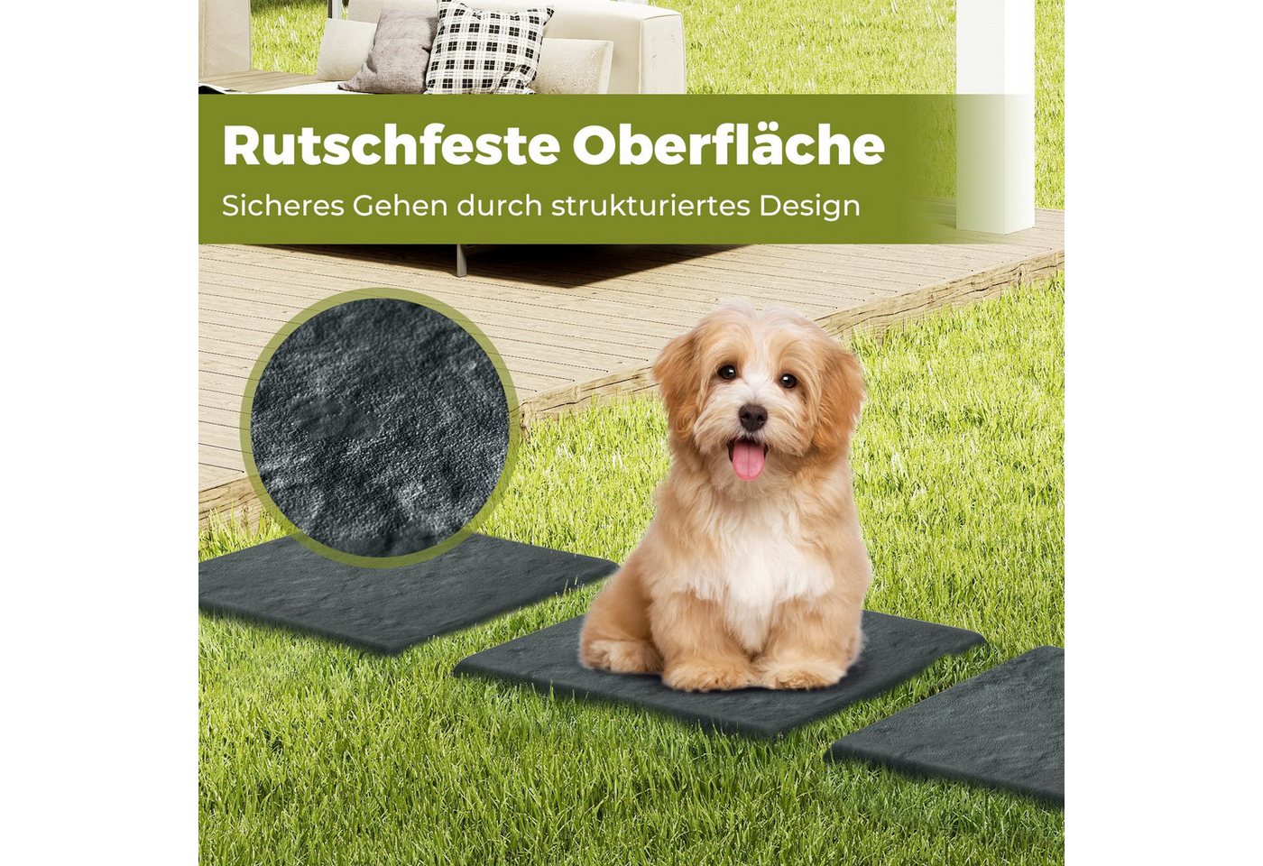 COSTWAY Antirutschmatte, 8-St., 39,5x39,5cm Trittsteine mit Bodenpfählen – Bild 2 von 5