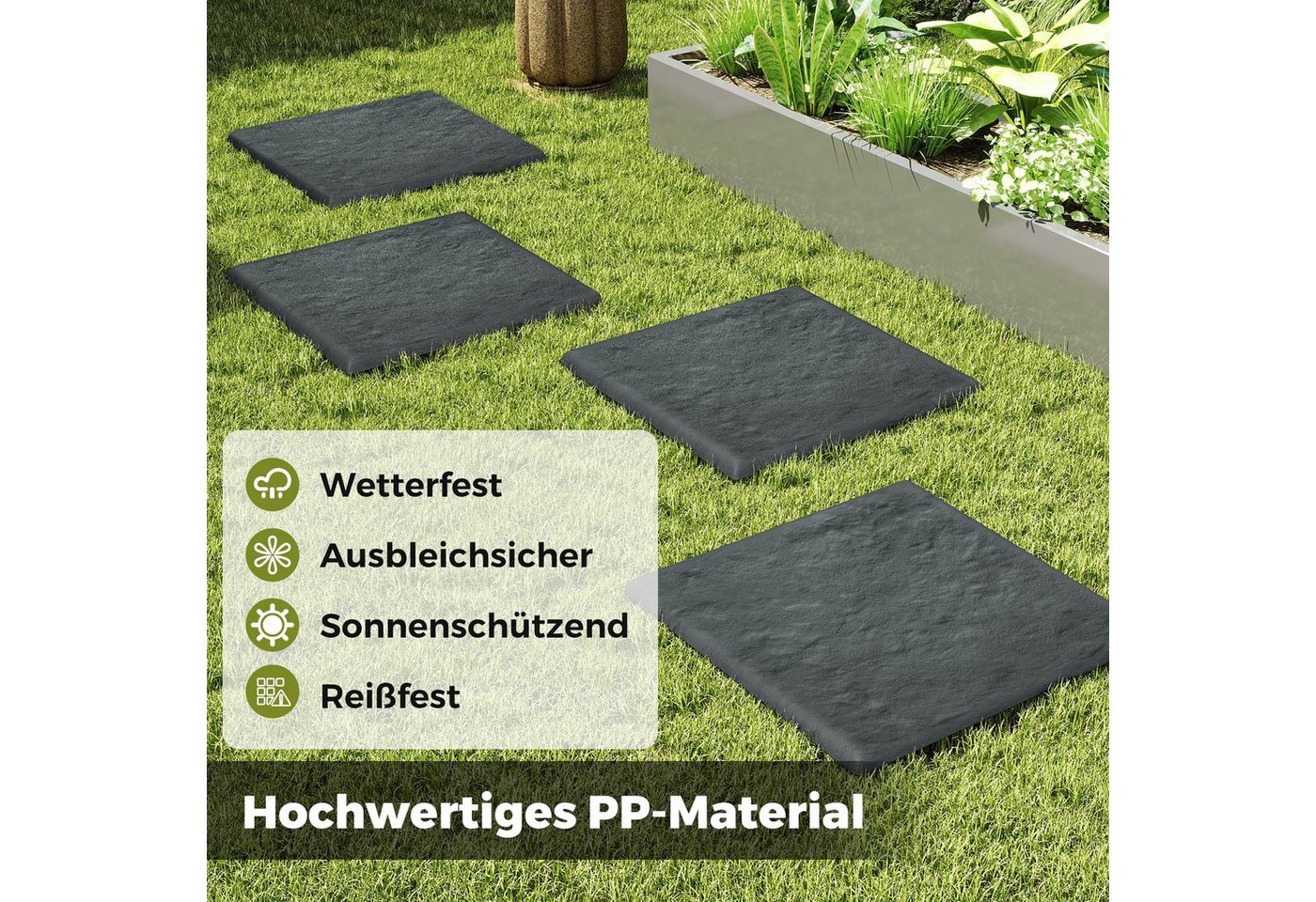 COSTWAY Antirutschmatte, 8-St., 39,5x39,5cm Trittsteine mit Bodenpfählen – Bild 3 von 5