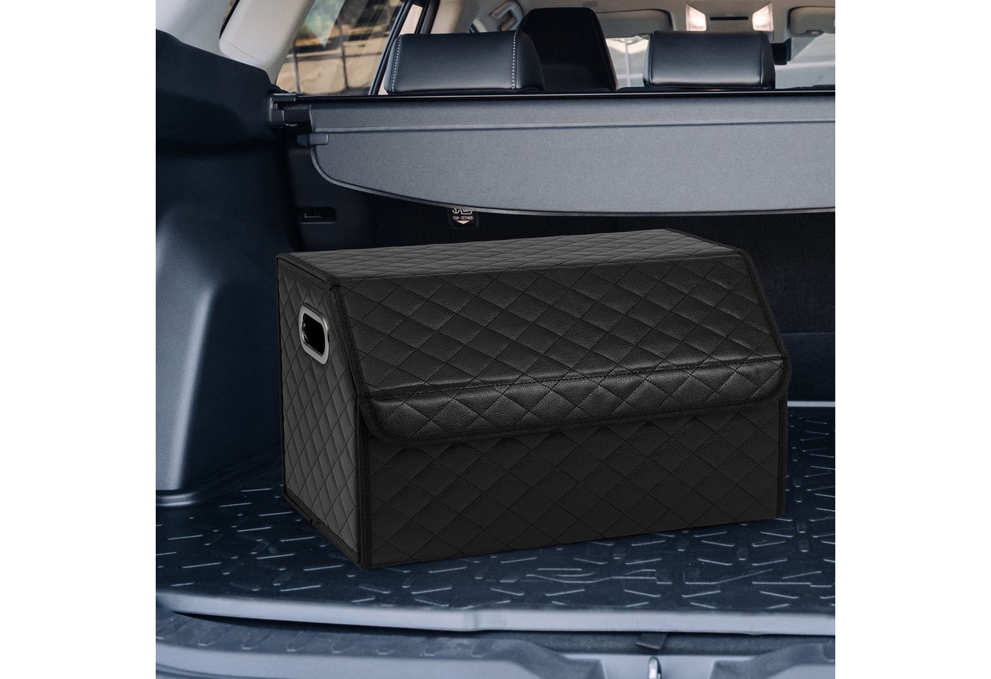 COSTWAY Aufbewahrungsbox, 35L Kofferraumtasche faltbar mit Deckel & Trennwand – Bild 2 von 5