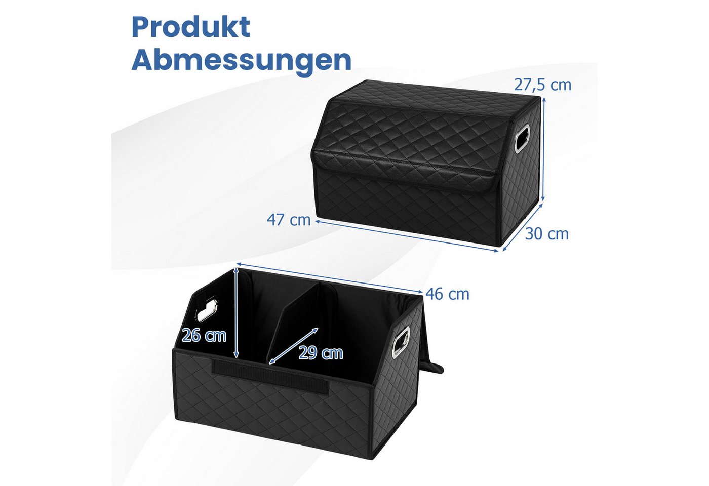 COSTWAY Aufbewahrungsbox, 35L Kofferraumtasche faltbar mit Deckel & Trennwand – Bild 3 von 5