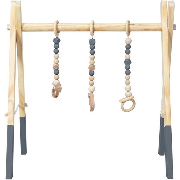 COSTWAY Baby Gym Spielbogen, mit 3 Kinderspielzeugen, klappbar, aus Holz
