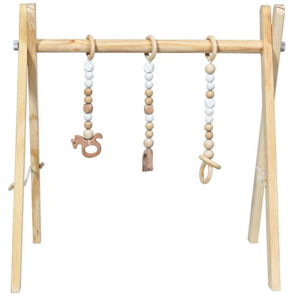 COSTWAY Baby Gym Spielbogen, mit 3 Kinderspielzeugen, klappbar, aus Holz
