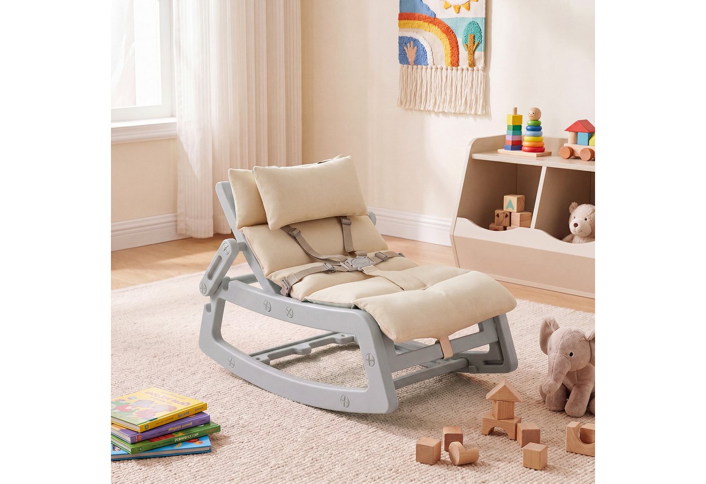 COSTWAY Babywippe, Baby Schaukelstuhl, Schaukelsessel für Baby ab 6 Monaten – Bild 4 von 5