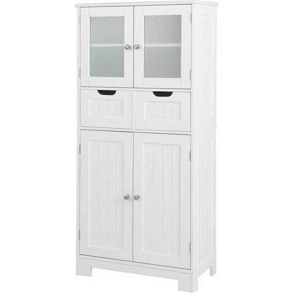 COSTWAY Badkommode, Badschrank mit Schublade, verstellbarem Regal, weiß 128cm