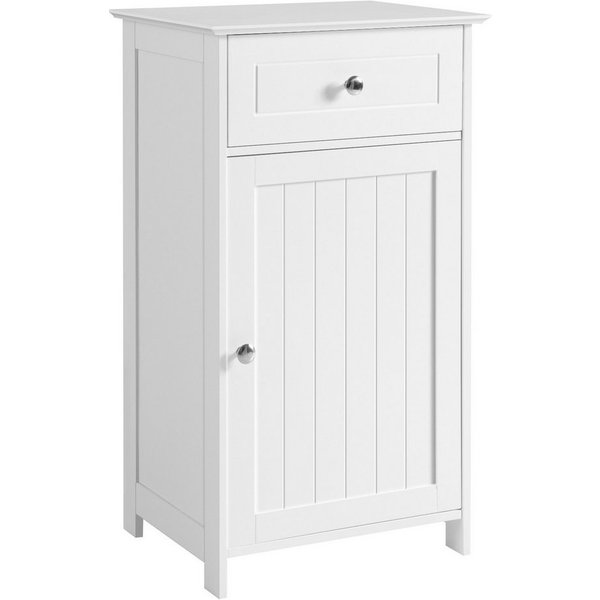 COSTWAY Badkommode mit Schublade & Tür, Badezimmerschrank verstellbare Ablage