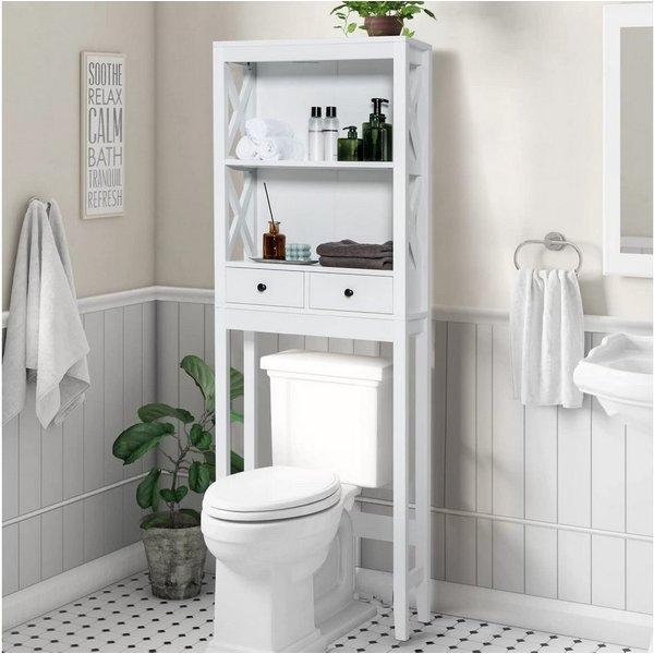 COSTWAY Badregal, 3-stöckiges Toilettenregal mit Regalen & 2 Schubladen