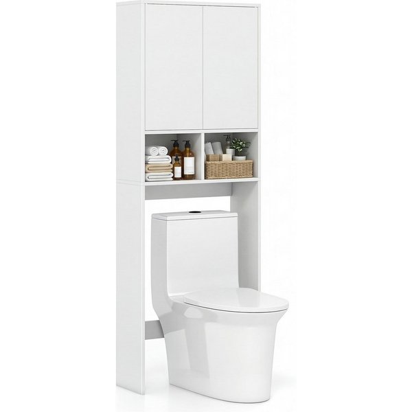 COSTWAY Badregal, schmal Toilettenregal Badezimmerregal mit 4 Fächern weiß