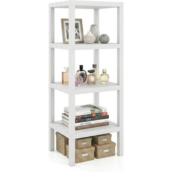 COSTWAY Badregal stehend schmal Standregal Kunststoff, 4 stufig 38x32,5x99cm