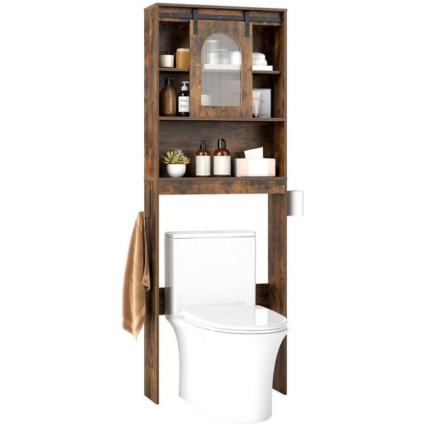 COSTWAY Badregal Toilettenschrank, Toilettenregal schmalfür über der toilette