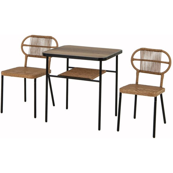 COSTWAY Balkonset, (3-tlg), Gartenmöbel Set, Essgruppe, Rattan stapelbar