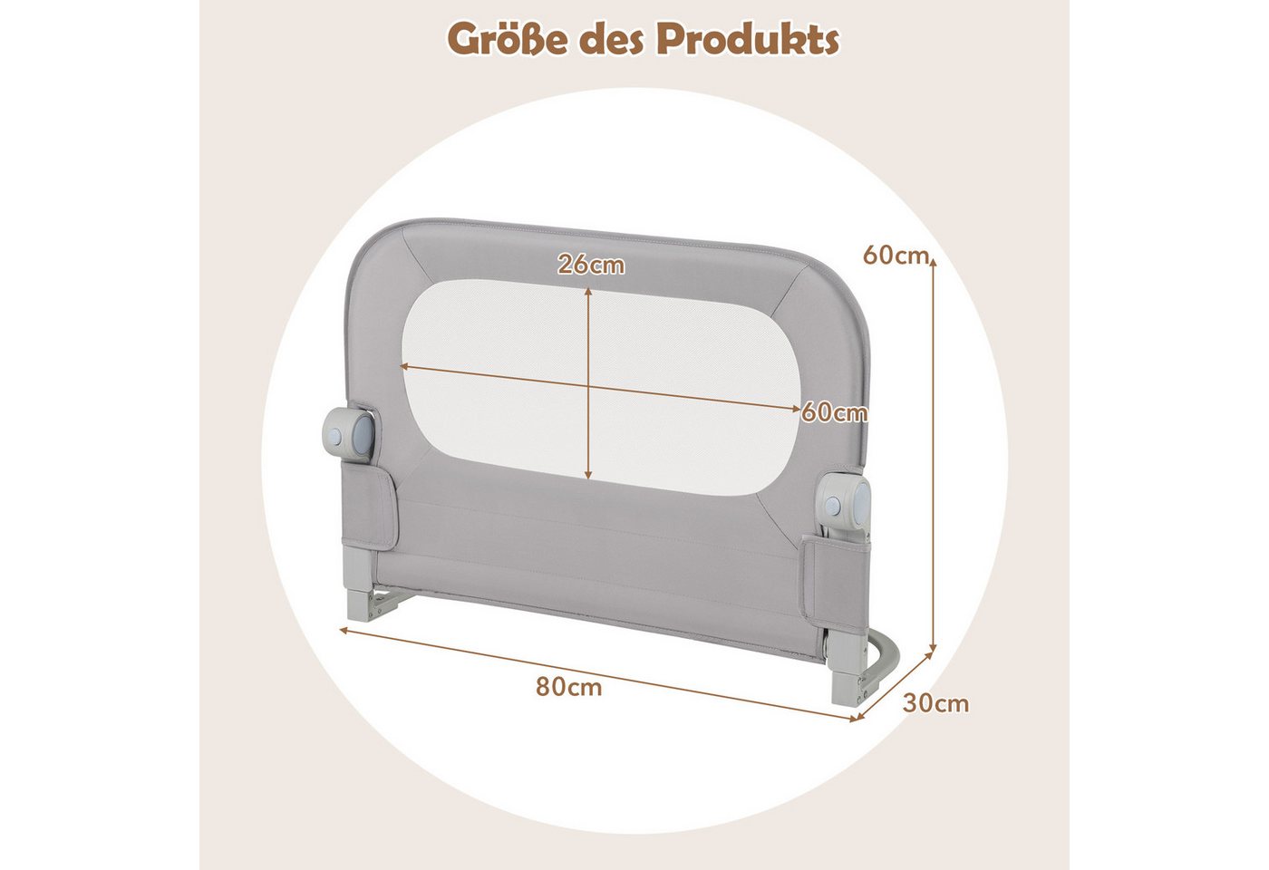 COSTWAY Bettschutzgitter (1 St), Bettgitter klappbar, mit U-förmigem Gestell & Gurt – Bild 3 von 5