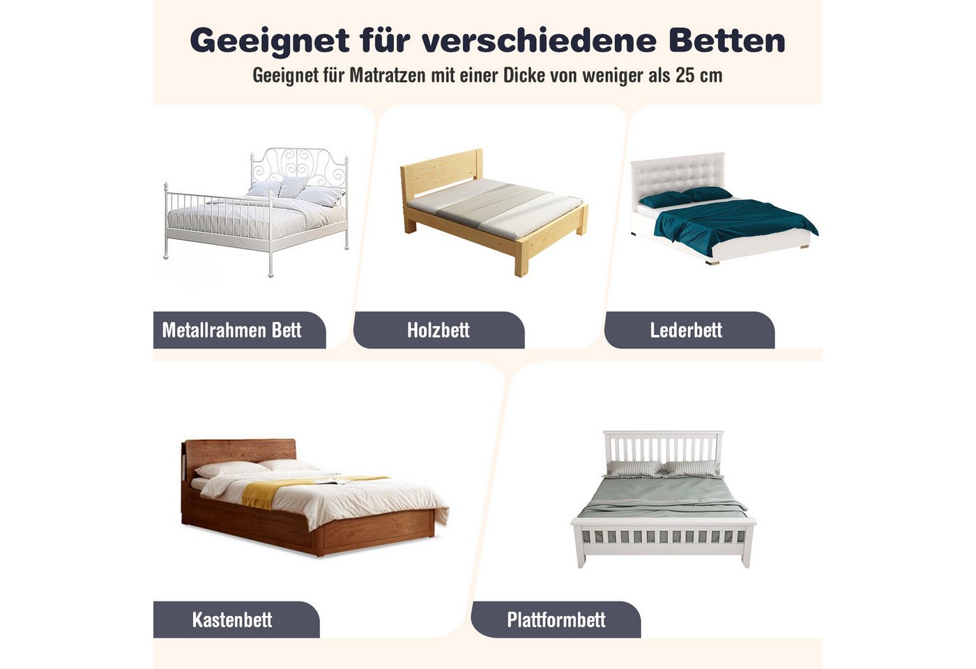 COSTWAY Bettschutzgitter Bettgitter, Babybettgitter, mit Verstellbarer Gurte, Rausfallschutz, 105x42cm – Bild 4 von 5