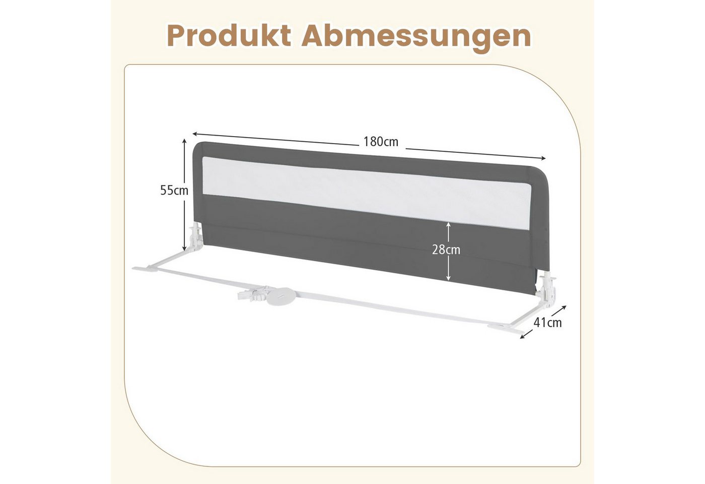 COSTWAY Bettschutzgitter Rausfallschutz, 180cm, mit Sicherheitsgurten – Bild 2 von 5