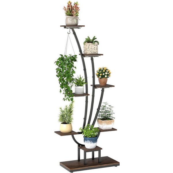 COSTWAY Blumenständer (1 St), Pflanzenständer mit Wachstumslichtern Metall 156 cm