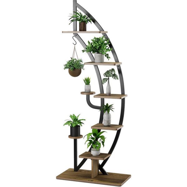 COSTWAY Blumenständer (1 St), 6-stufig, mit 2 Ablagen, Haken & Kippschutz