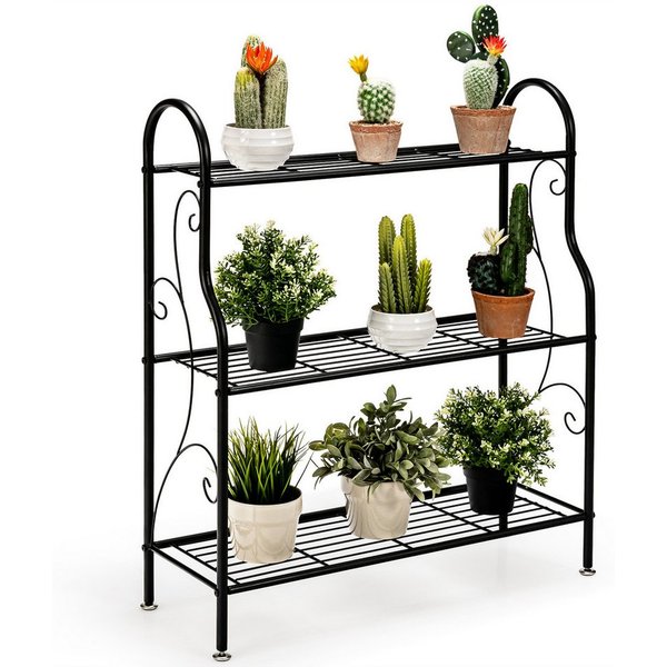 COSTWAY Blumenständer, 3-stufiges Pflanzenregal, aus Metall, belastbar bis 35 kg