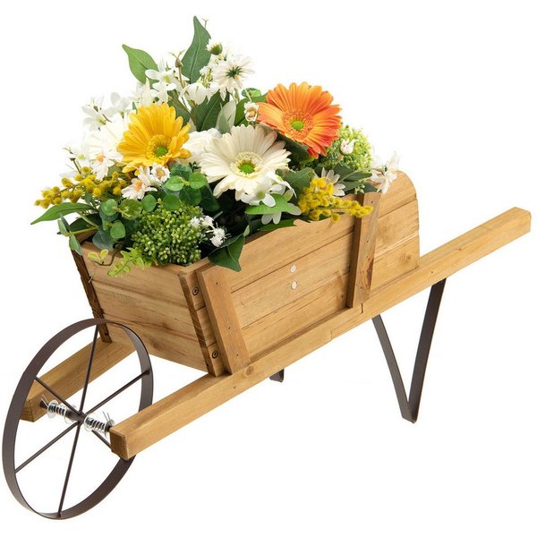 COSTWAY Blumenständer, mit 9 magnetischen Zubehörteilen & 2 Griffen, Walnuss