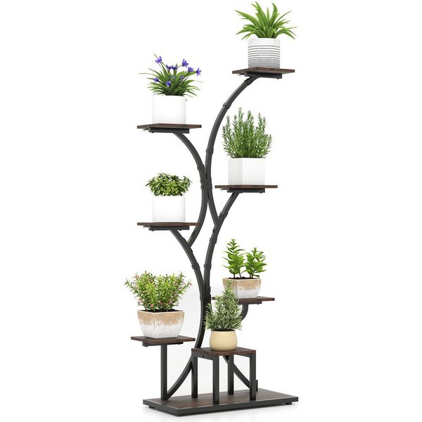 COSTWAY Blumenständer Pflanzenständer mit Wachstumslichtern (1 St), 8-stöckiges Pflanzenregal