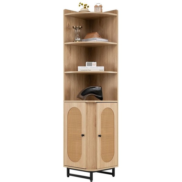 COSTWAY Bücherregal, Eckregal, 172cm Hochschrank mit 4 Regalen, platzsparend