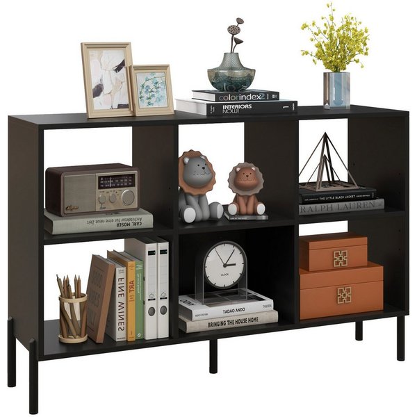 COSTWAY Bücherregal, mit 6 Fächern & verstellbaren Regalen, 120x35x79,5cm