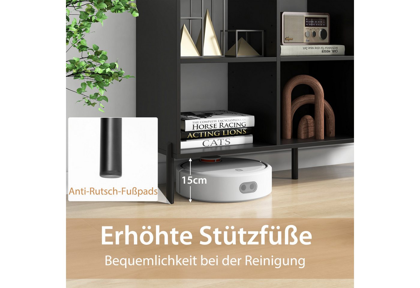 COSTWAY Bücherregal, mit 6 Fächern & verstellbaren Regalen, 120x35x79,5cm – Bild 5 von 5